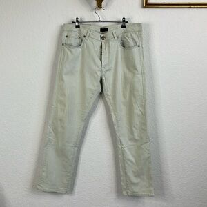 Etro Cotton Mint Branded Leather Straight Leg Denim Jeans